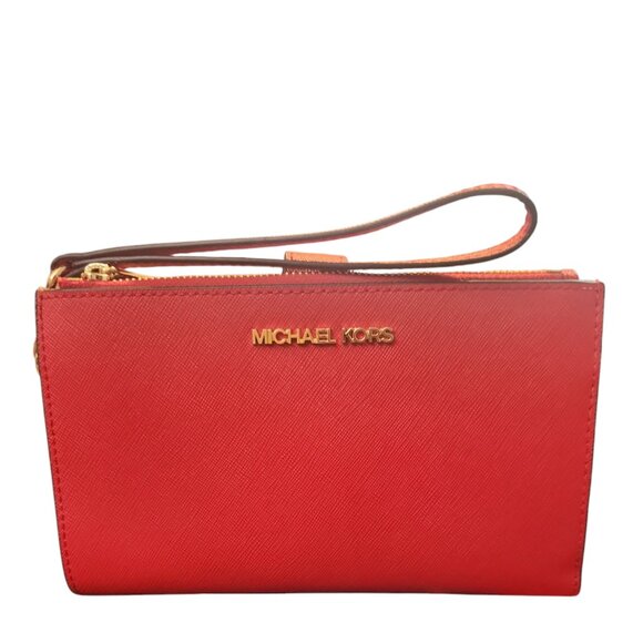 Michael Kors NWT Jet Set Travel Large Leather Wallet -  Bright Red - Picture 1 of 10